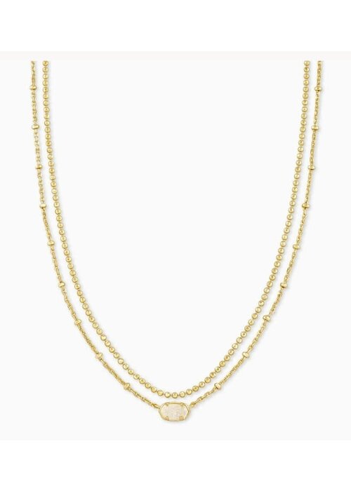 Kendra Scott The Emilie Gold Multi Strand Necklace in Iridescent Drusy