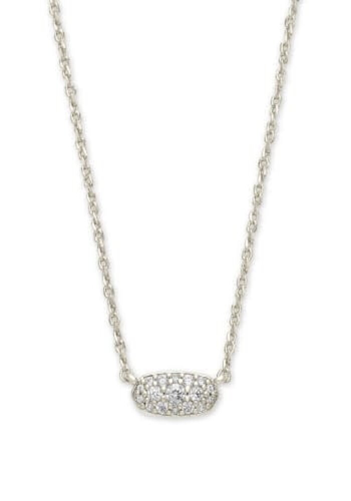 The Grayson Pendant Necklace in White Crystal