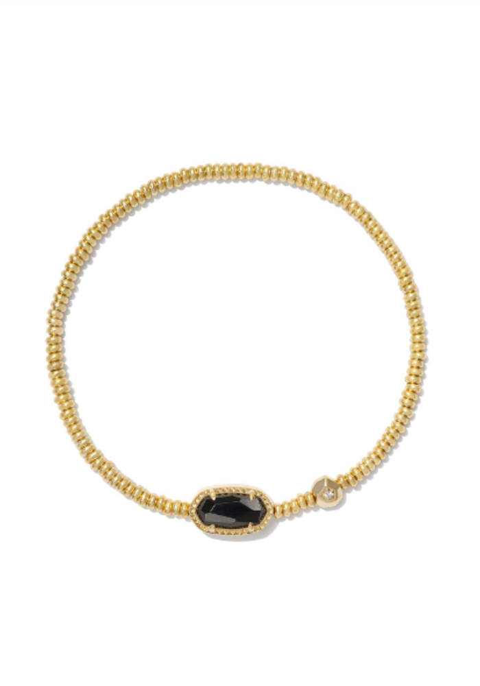 The Grayson Gold Stretch Bracelet in Black Agate