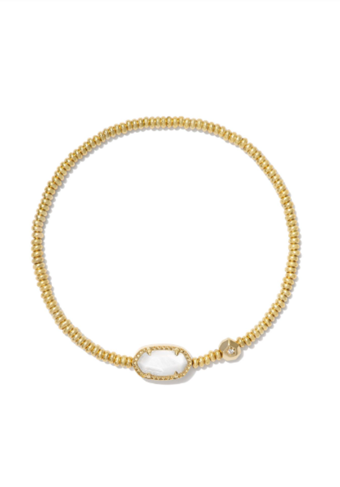 The Grayson Gold Stretch Bracelet in White Mother of Pearl