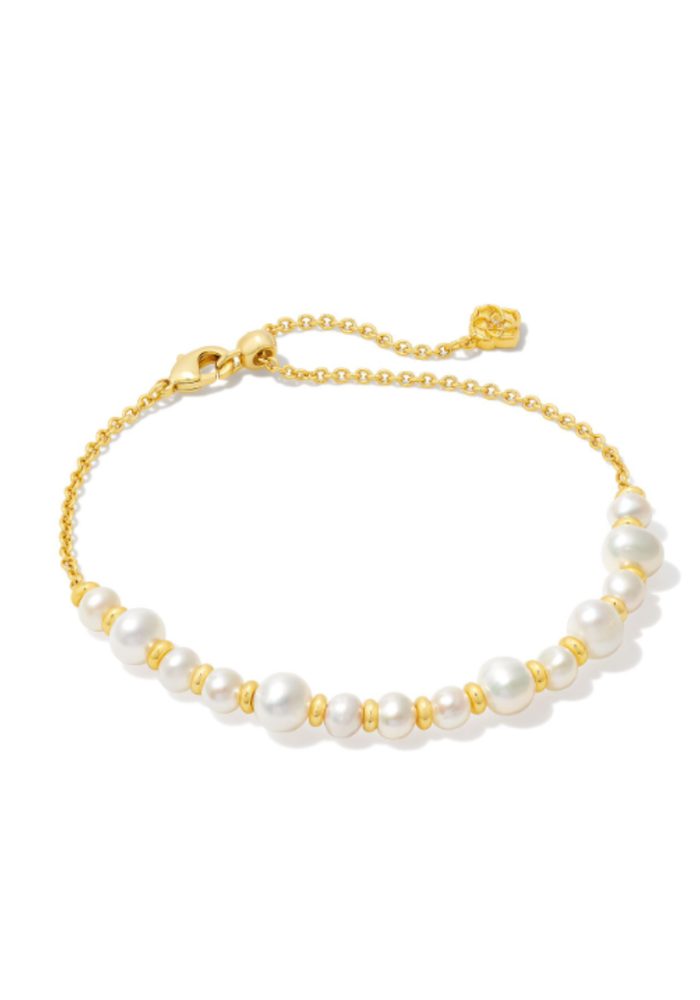 The Jovie Bead Delicate Gold Chain in White Pearl