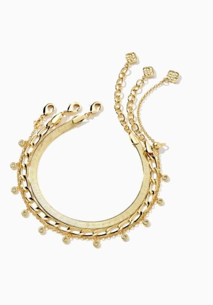 The Kassie Set of 3 Chain Bracelets in Gold