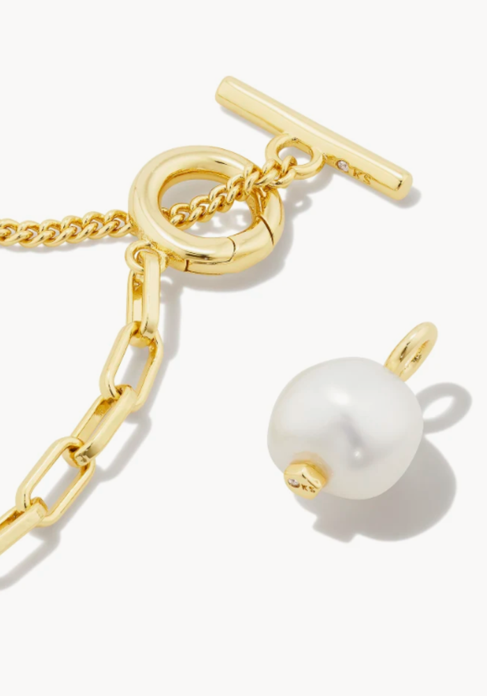 The Leighton Gold White Pearl Chain Necklace
