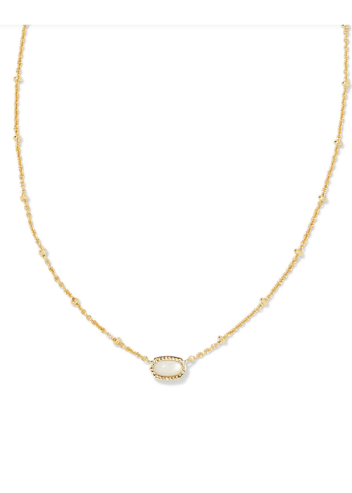 Kendra Scott The Mini Elisa Gold Necklace in Ivory Mother of Pearl