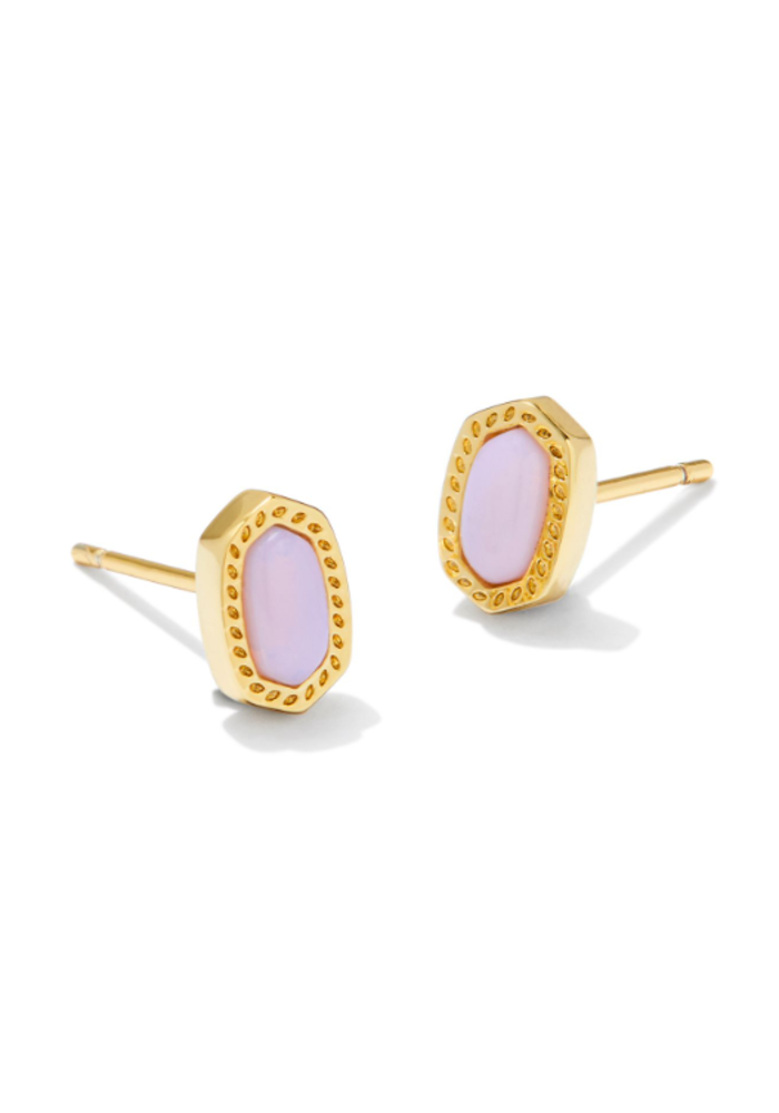 The Mini Ellie Gold Stud Earrings in Pink Opalite Crystal