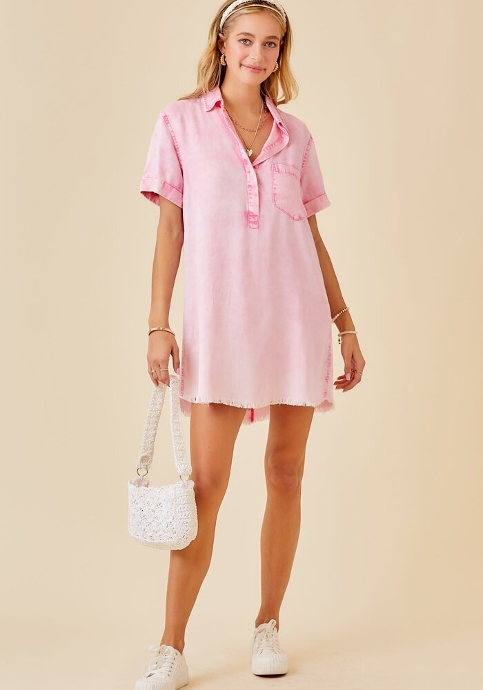 The Aimmie Washed Denim Dress | Pink