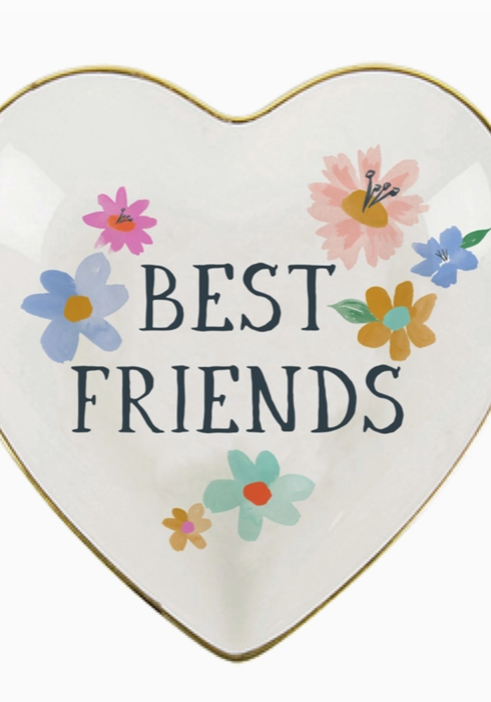 Best Friends Floral Heart Trinket Tray