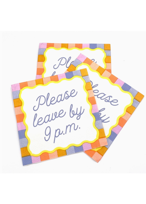 Please Leave by 9pm Multi Color Cocktail Napkin