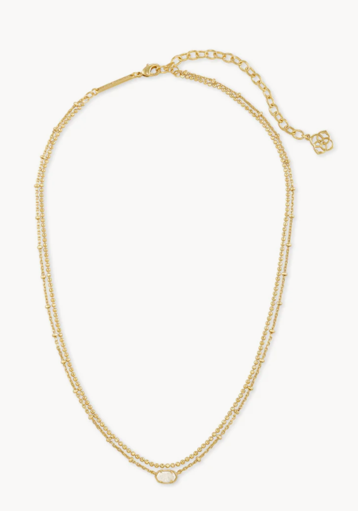 The Emilie Gold Multi Strand Necklace in Iridescent Drusy