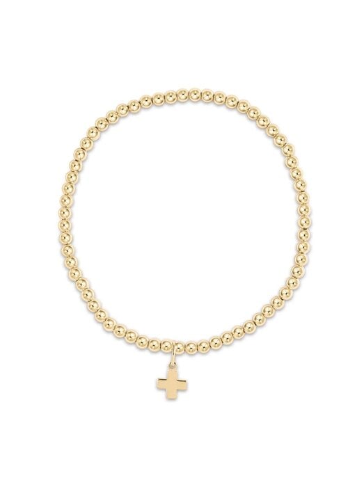 Enewton Classic Gold 3mm Bead Bracelet Signature Cross Gold Charm