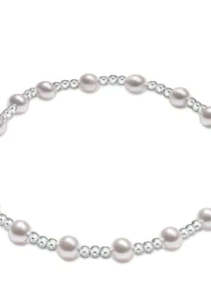 Classic Sincerity Pattern Sterling 4mm Bead Bracelet Pearl