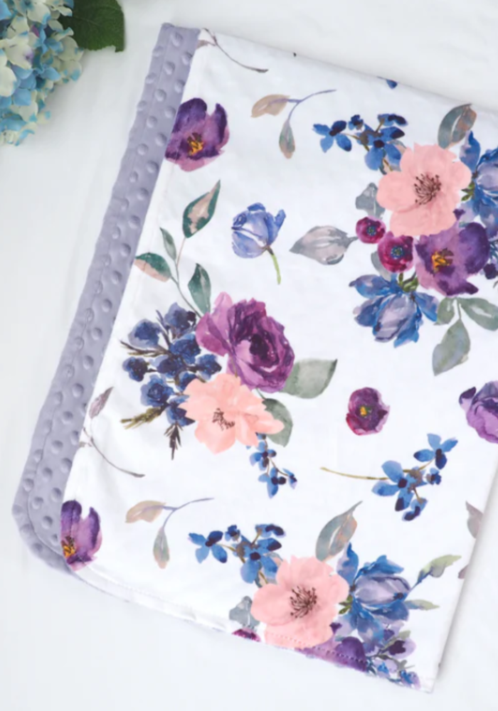 Purple Floral + Blush Floral Blanket | 30x40