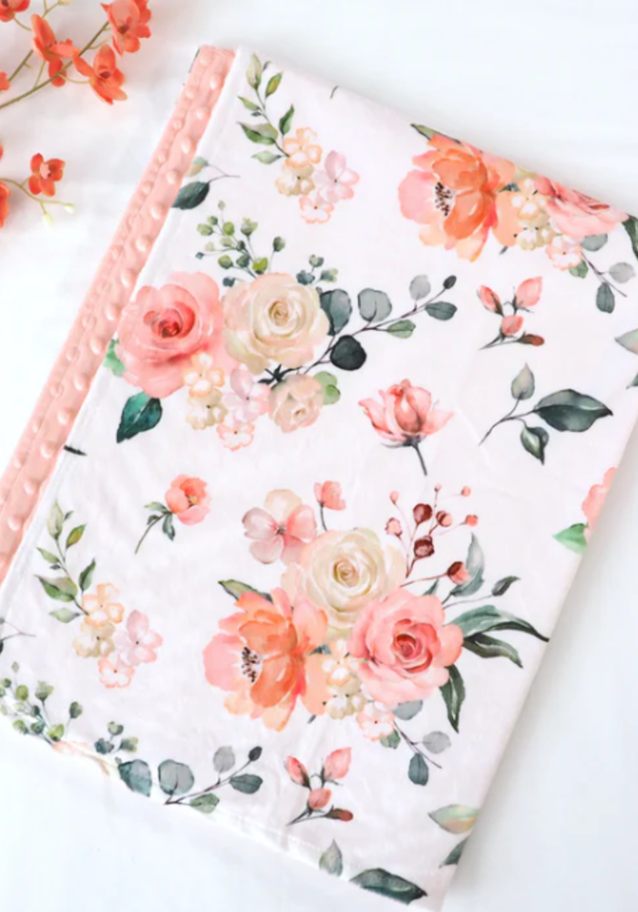 Peach Floral Blanket | 30x40
