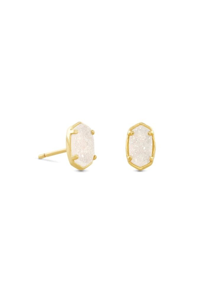 The Emilie Gold Stud Earrings in Iridescent Drusy