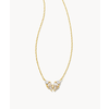 The Blair Gold Butterfly Small Short Pendant Necklace in White Crystal