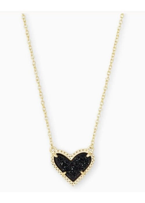 Kendra Scott The Ari Heart Gold Pendant Necklace in Black Drusy