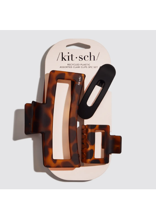 Assorted Rectangle Open Claw Clips |  Black + Tortoise Shell