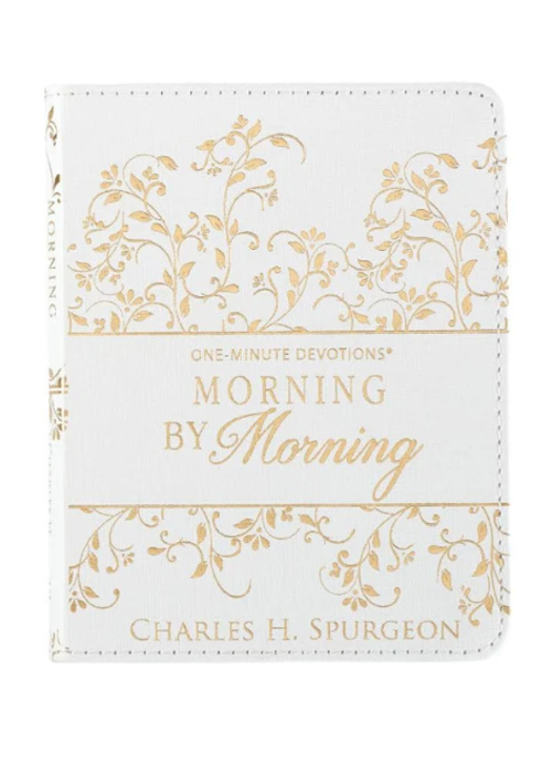 Morning by Morning  One Minute Devotions White Faux Leather