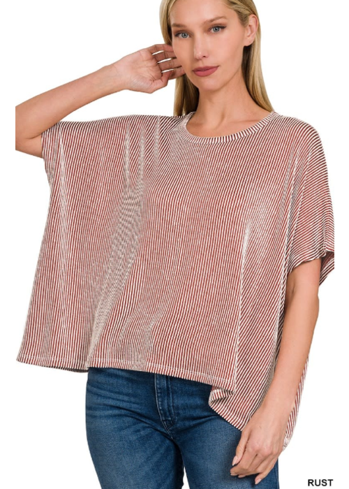 The Robbie Ribbed Striped Oversized Top