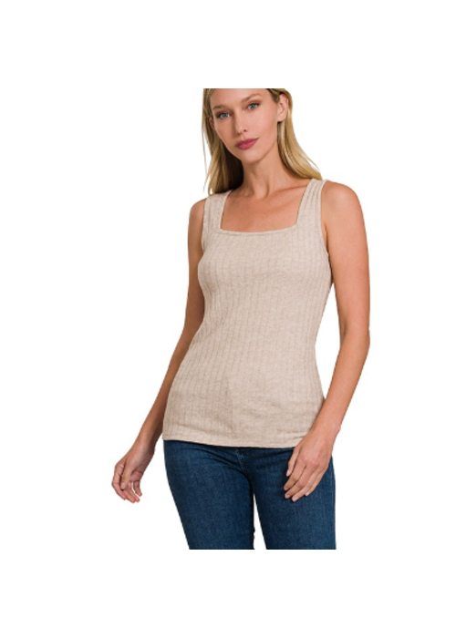 The Rose Ribbed Square Neck Top