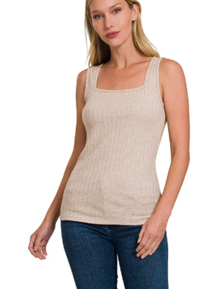 The Rose Ribbed Square Neck Top