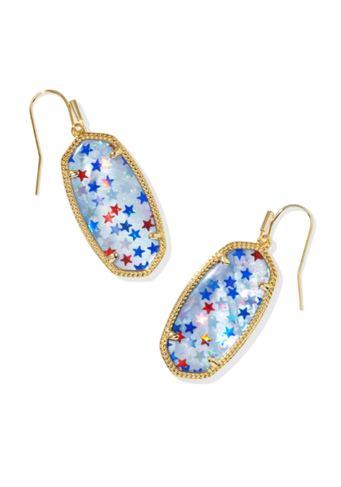 The Elle Gold Earring in Red White Blue Illusion