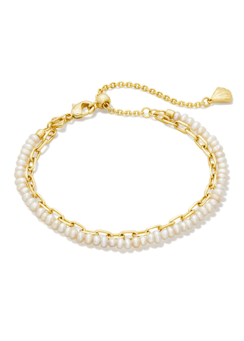 Kendra Scott The Lolo Multistrand Gold Bracelet in White Pearl