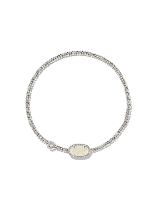 Kendra Scott The Grayson Silver Stretch Bracelet in Ivory Mother of Pearl