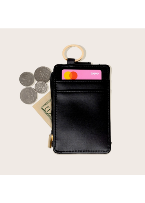 Solid Keychain Card Wallet | Black