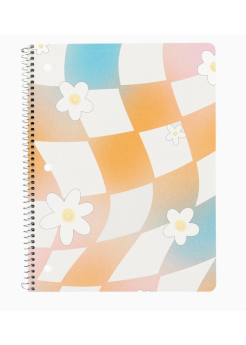 Wavy Daisy Checkerboard Spiral Notebook