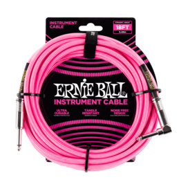 Ernie Ball Ernie Ball 18' Braided Straight/Angle Instrument Cable - Neon Pink