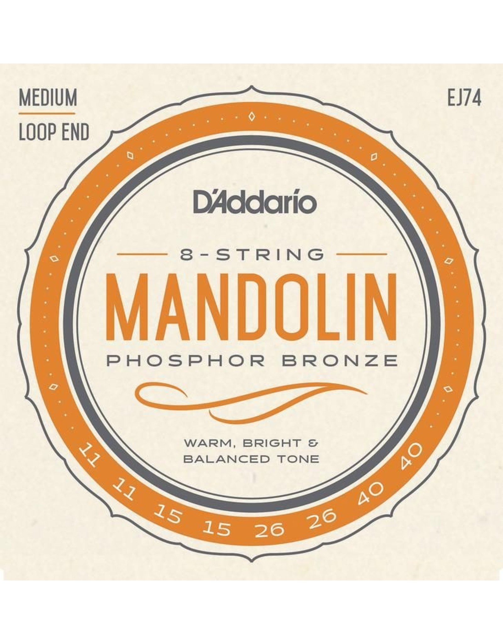 D'Addario D'Addario EJ74 Phosphor Bronze Medium Mandolin strings 11-40
