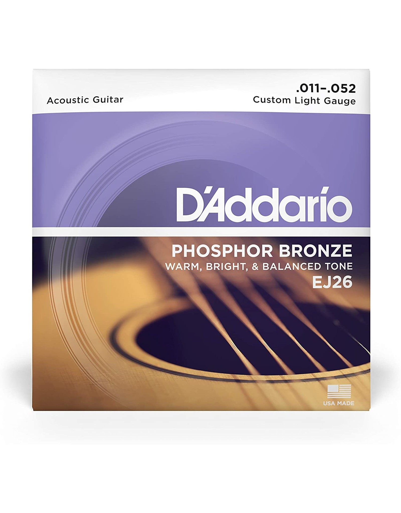 D'Addario D'Addario EJ26 Phosphor Bronze Custom Light Acoustic Strings 11-52