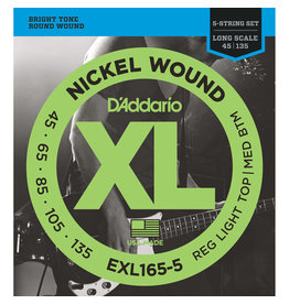 D'Addario D'Addario EXL165-5 Nickel Reg. Light Bottom, Medium Top 5 String Bass 45-135