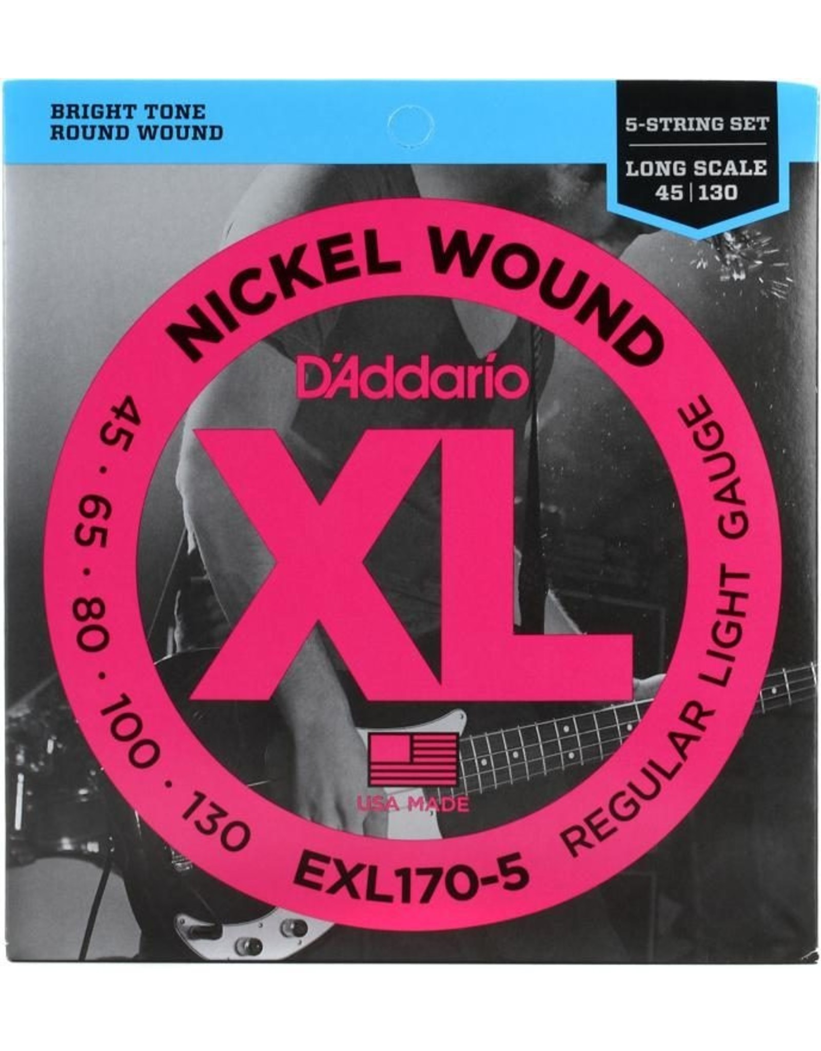 D'Addario D'Addario EXL170-5 Nickel Regular Light 5 String Bass strings 45-130