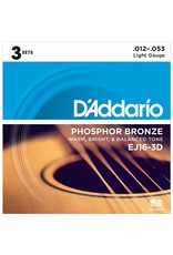D'Addario D'Addario EJ16-3D 3-Pack Phosphor Bronze Acoustic Strings