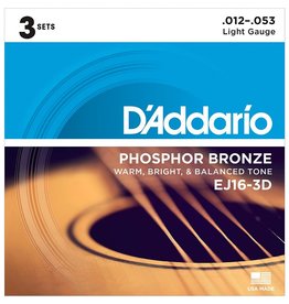 D'Addario D'Addario EJ16-3D 3-Pack Phosphor Bronze Acoustic Strings