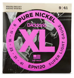 D'Addario D'addario EPN120 Pure Nickel Super Light Gauge Electric Guitar Strings 9-41