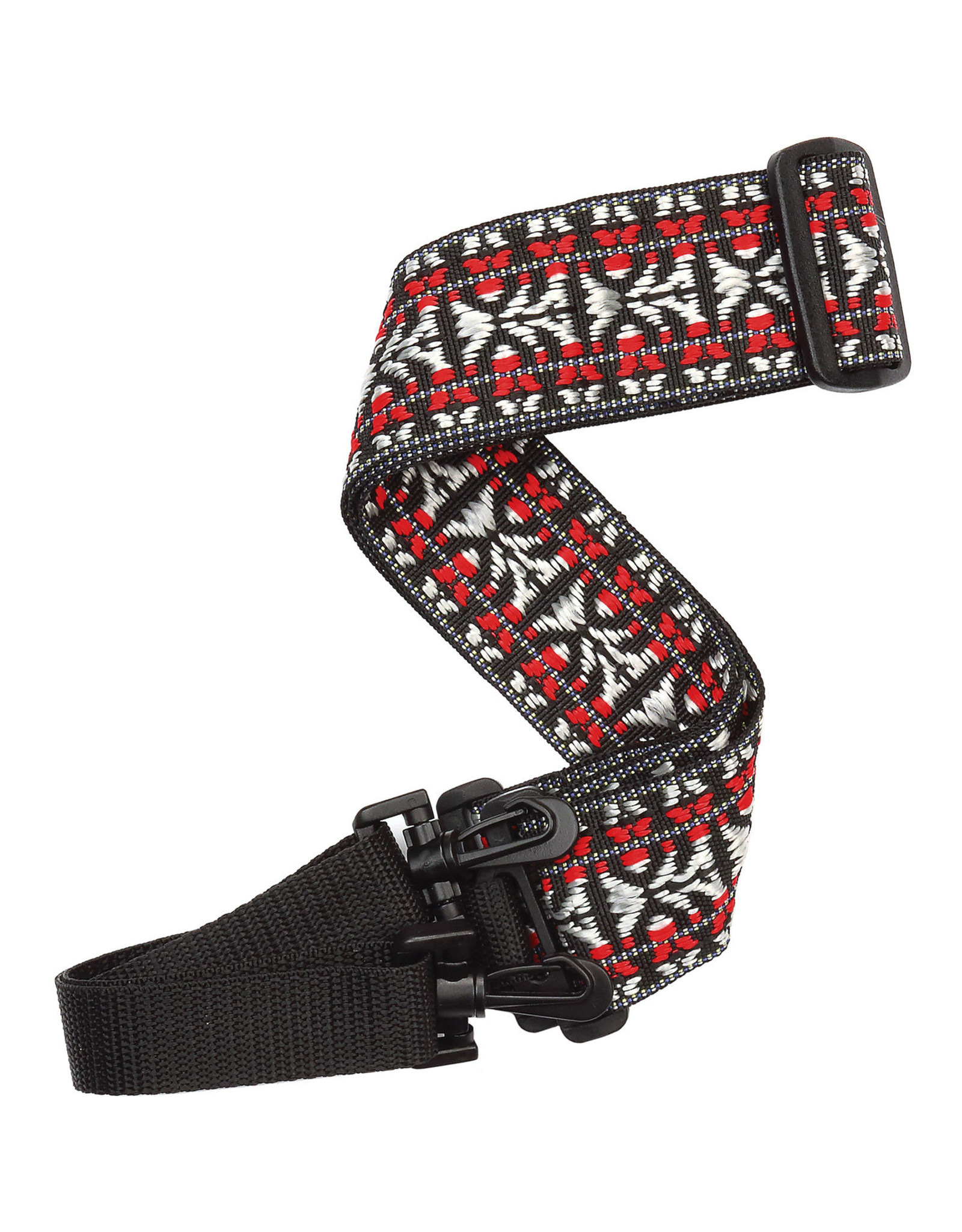 D'Addario Woven Banjo Strap, Hootenanny, Red and Silver - Twin House Music