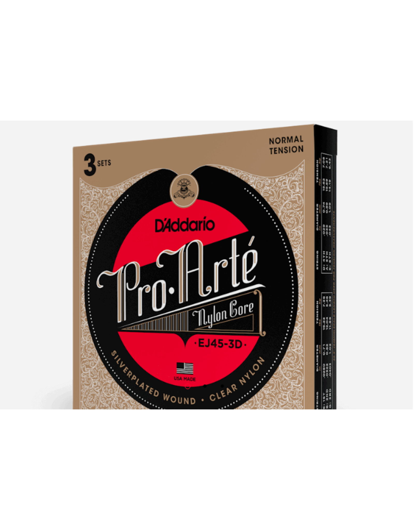 D'Addario D'addario EJ45 Pro Arte Normal Tension Nylon, 3 Pack