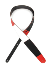 D'Addario D'Addario Deluxe Leather Guitar Strap, Horizontal Stripe, Black/Red/White