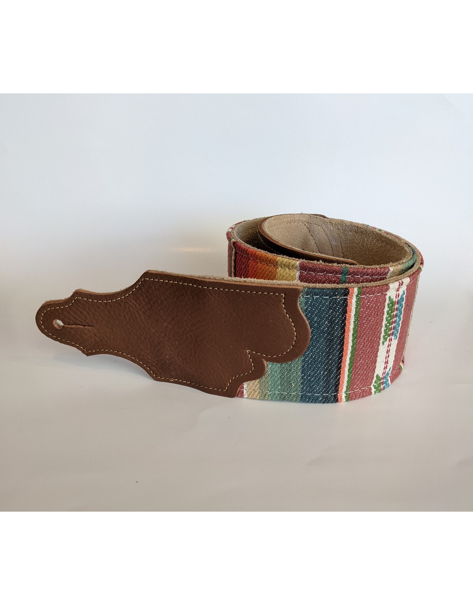 Franklin Straps Franklin 3" Saddle Blanket/Suede Backing/Blue Stripe Strap