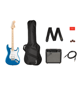 Squier Squier Affinity Series Stratocaster HSS Pack, Maple Fingerboard, Lake Placid Blue, Gig Bag, 15G - 120V