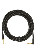 Fender Fender Deluxe Series Instrument Cable, Straight/Angle, 18.6', Black Tweed