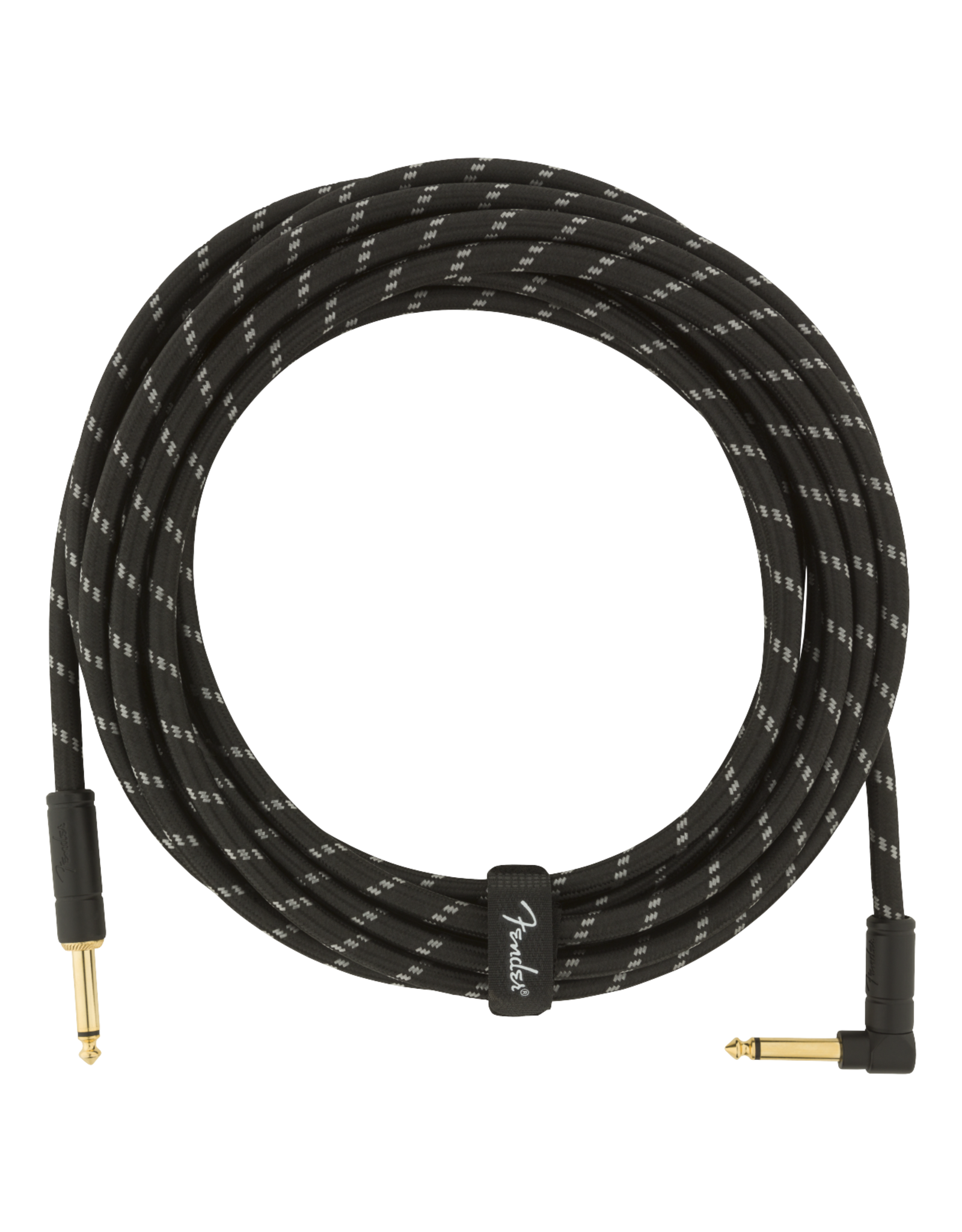 Fender Fender Deluxe Series Instrument Cable, Straight/Angle, 18.6', Black Tweed