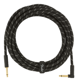 Fender Fender Deluxe Series Instrument Cable, Straight/Angle, 18.6', Black Tweed