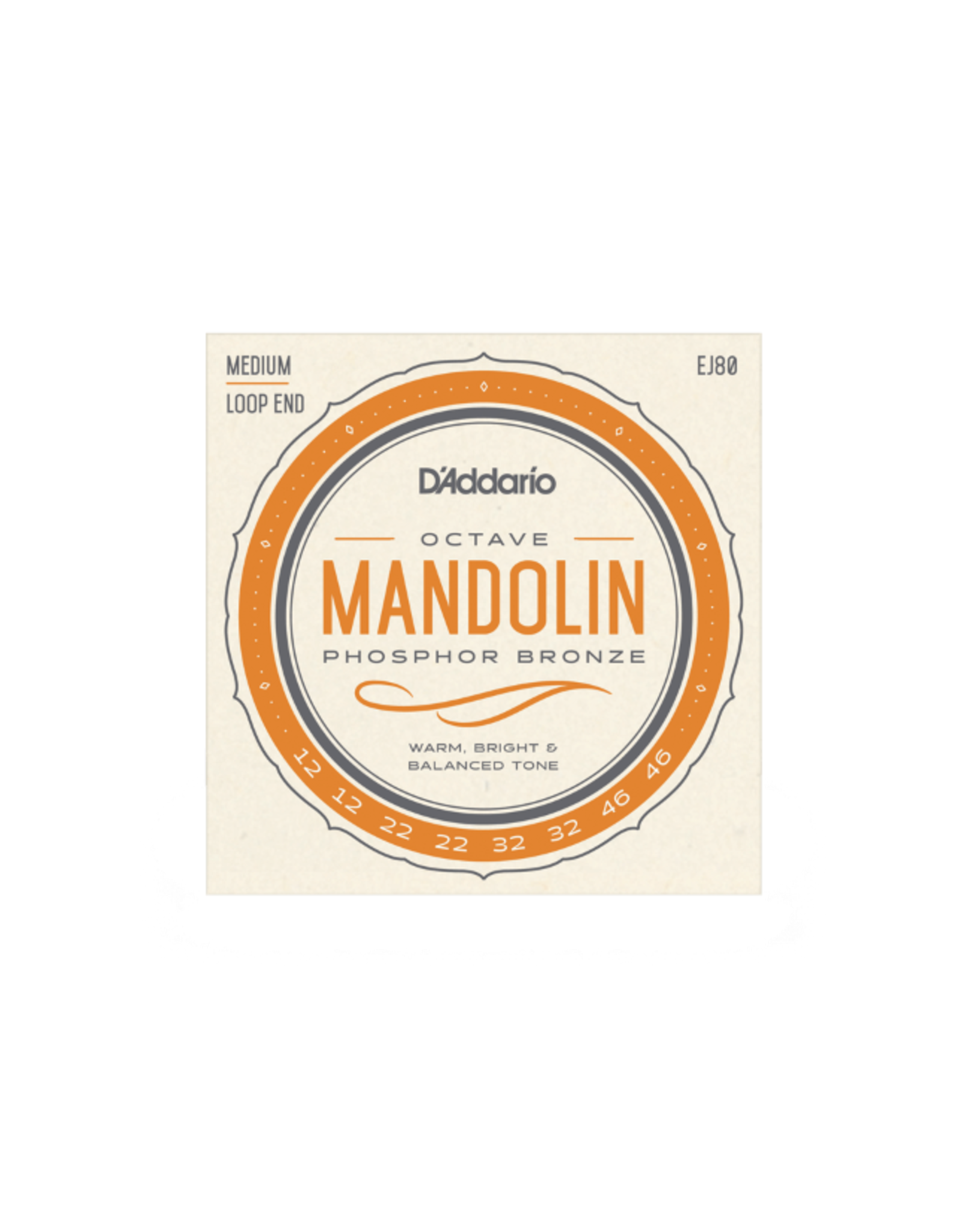 D'Addario D'Addario EJ80 Phosphor Bronze Octave Mandolin Strings, Medium, 12-46