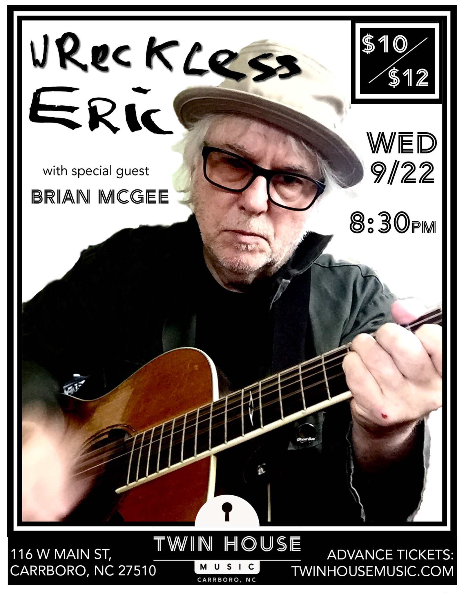 Twin House Music Wreckless Eric, 9.22.21, Admit One, Brian McGee opens