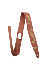 Gretsch Gretsch F-Holes Leather Strap, Orange and Tan, 3"