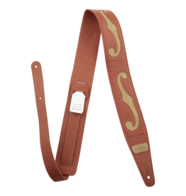 Gretsch Gretsch F-Holes Leather Strap, Orange and Tan, 3"
